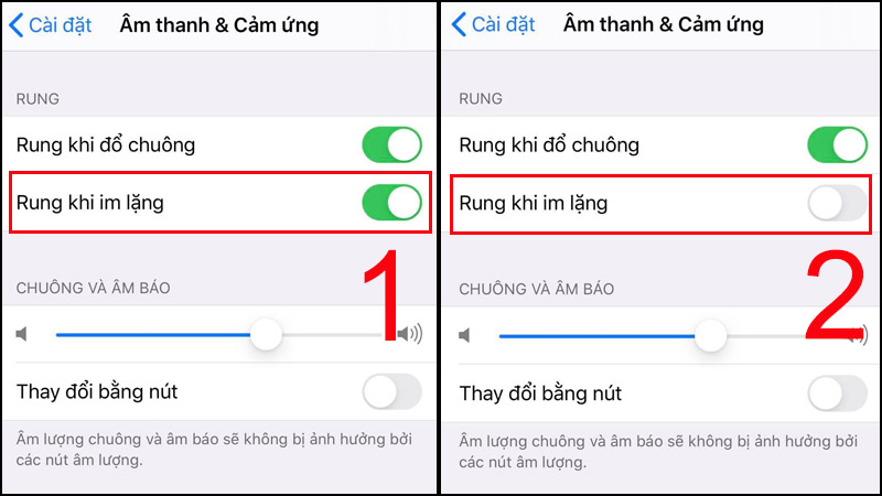 Bước 2: Chỉnh chế độ rung